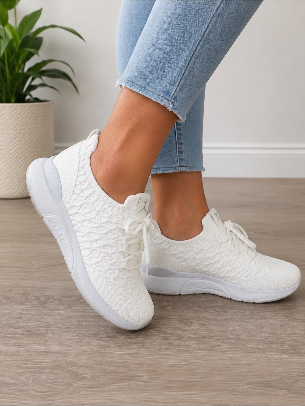 Danskin White Slip-On Knit Sneakers 6